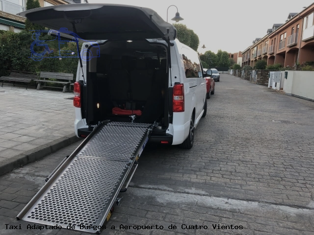 Taxi accesible de Aeropuerto de Cuatro Vientos a Burgos
